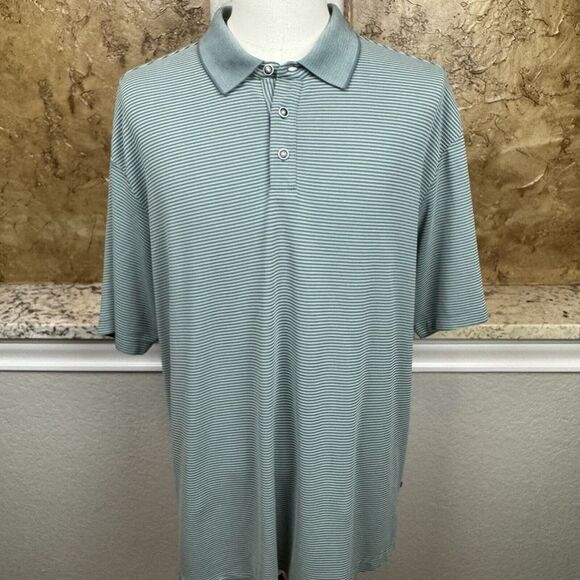 Tommy Bahama Shirt Mens 2XL Green Striped Modal Blend Polo Short Sleeve Casual - Picture 4 of 13